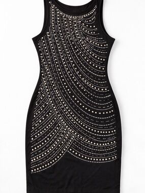 Black Studded Sleeveless Mini Dress